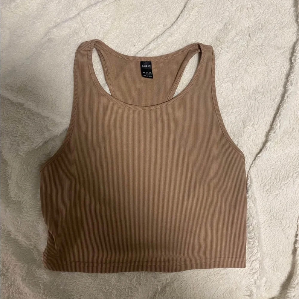 Tan Ribbed Racer Top - Picture 7 of 9